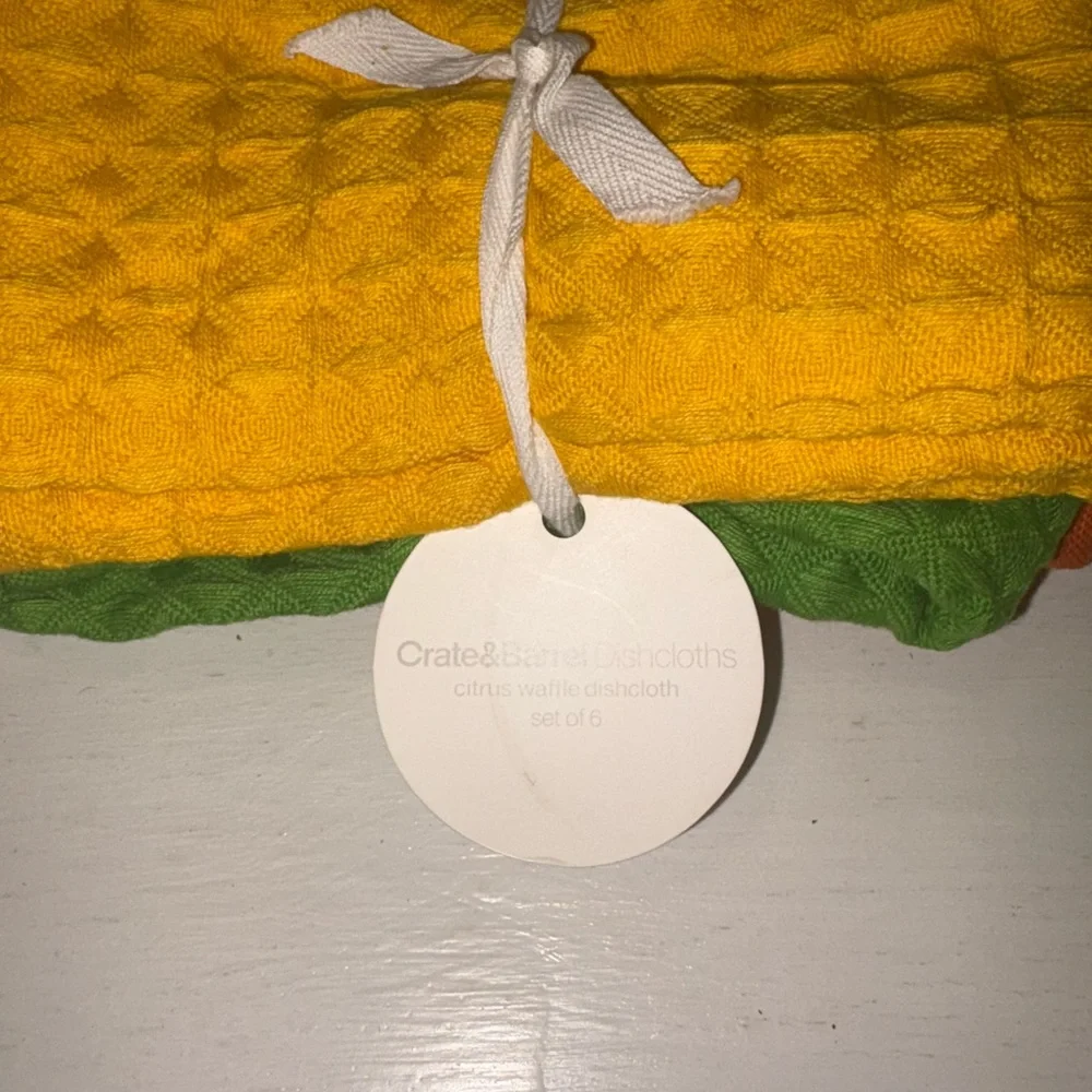 Crate&Barrel Yellow and Orange and Green Waffle Dishcloth Set (2 dish/11 wash)